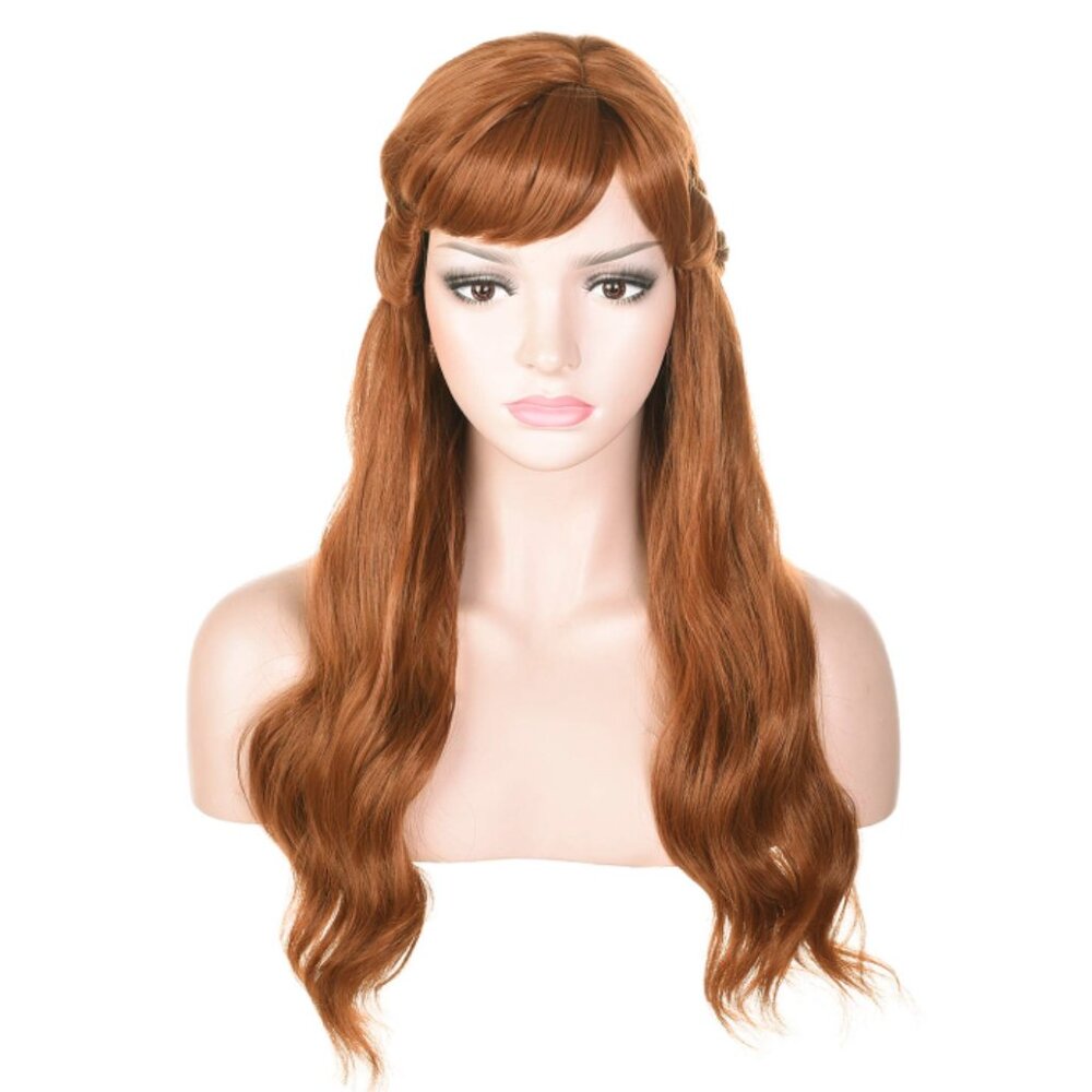 22.5" Long‎ Wavy Brown Natural Braided Wigs Women's Halloween Cosplay Anime